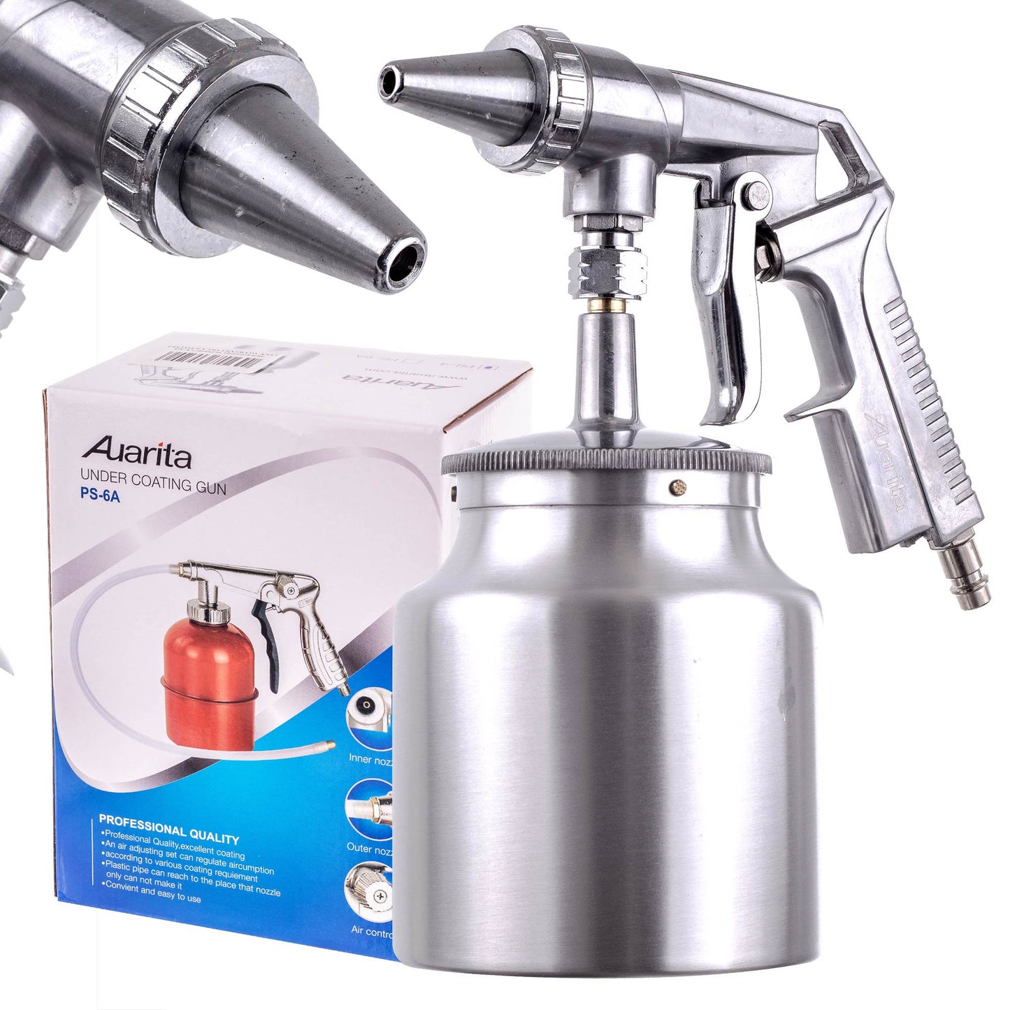 Pistolet do piaskowania, zbiornik 1L 1000ml Metalowy, Piaskarka AUARITA PS-4