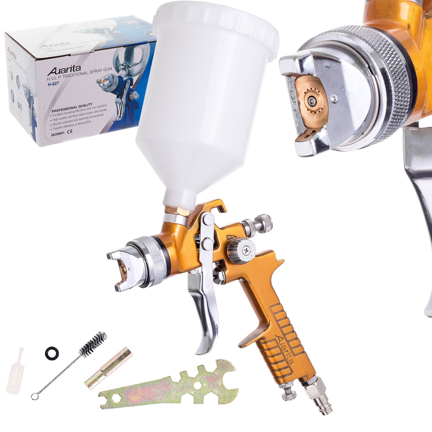 Pistolet lakierniczy AUARITA H-827 GOLD HVLP, dysze 1,3 | 1,4 | 1,7 | 2,0 | 2,5 mm