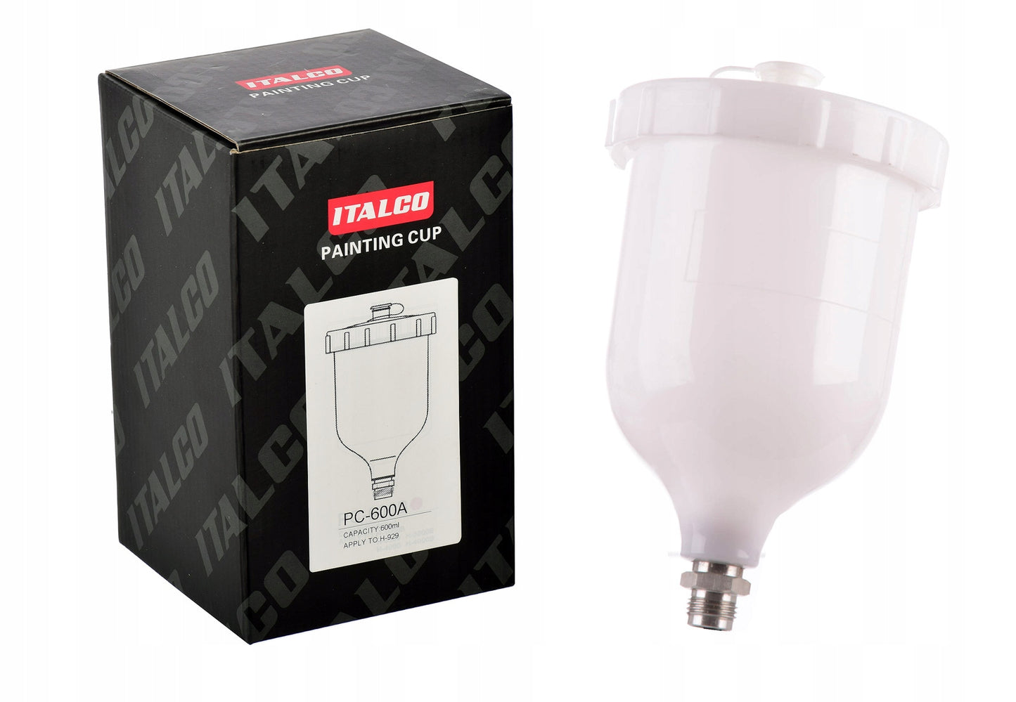 Zbiornik do pistoletu lakierniczego 600ml, gwint zewnętrzny 3/8, ITALCO