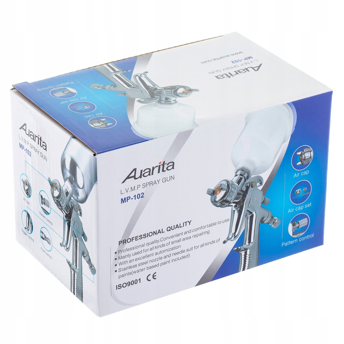 Pistolet lakierniczy AUARITA MINI MP-102 LVMP, dysze 0,8 | 1,0 | 1,2 mm