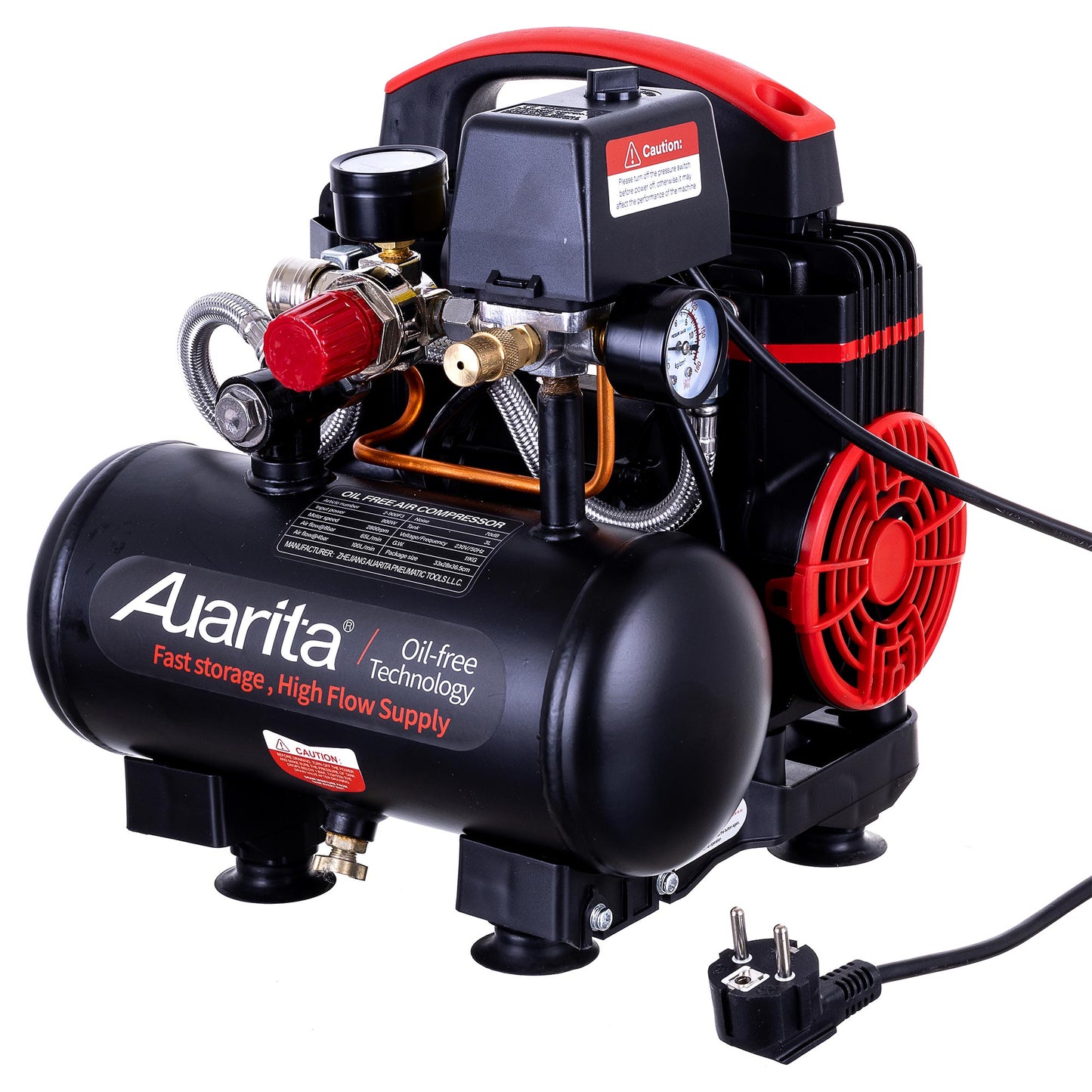 Kompresor bezolejowy AUARITA, butla 3L, 900W, 8bar
