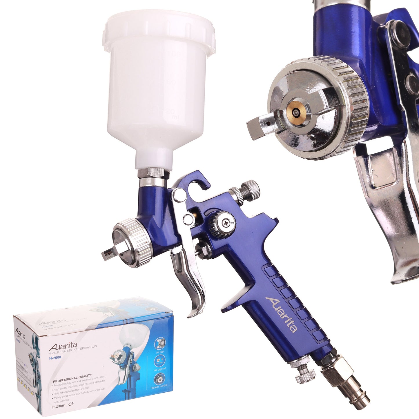 Pistolet lakierniczy AUARITA MINI H-2000P HVLP, dysze 0,5 | 0,8 | 1,0 | 1,2 mm