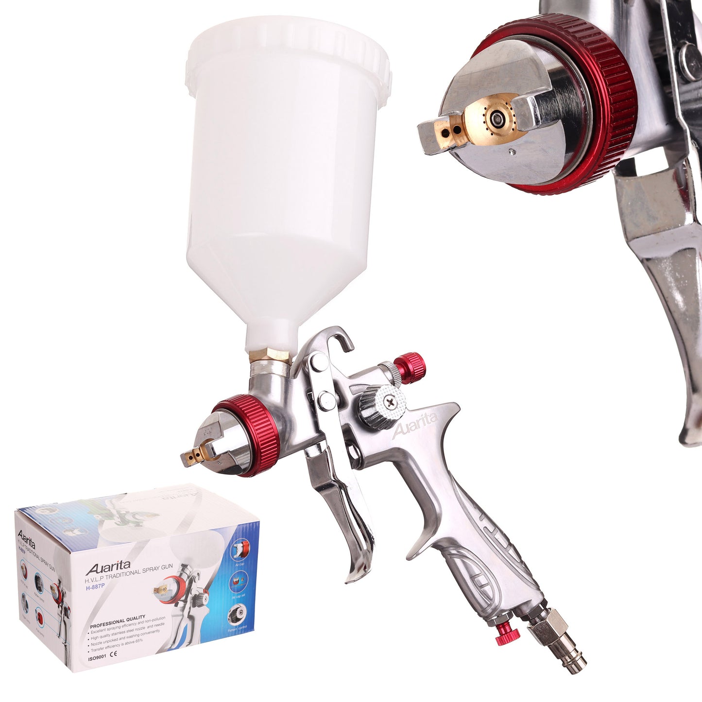 Pistolet lakierniczy AUARITA H-887P HVLP, dysze 1,3 | 1,4 | 1,7 | 2,0 | 2,5 mm