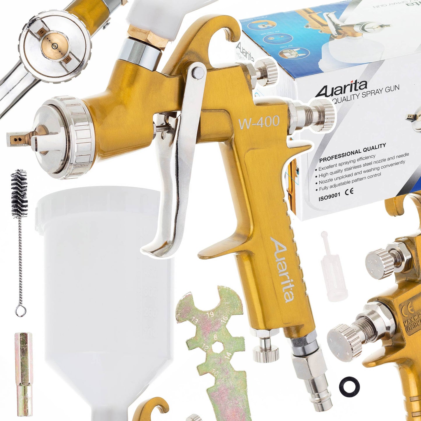 Pistolet lakierniczy AUARITA W-400 LVMP, dysze 1,3 | 1,4 | 1,7 | 2,0 | 2,5 mm AUARITA
